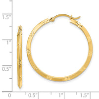 14K Polished Diamond-Cut Hoop Earrings-TF1450