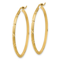 14K Polished Diamond-Cut Hoop Earrings-TF1451