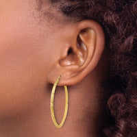 14K Polished Diamond-Cut Hoop Earrings-TF1451