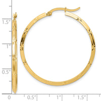 14K Polished Diamond-Cut Hoop Earrings-TF1451