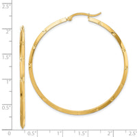 14K Polished Diamond-Cut Hoop Earrings-TF1452