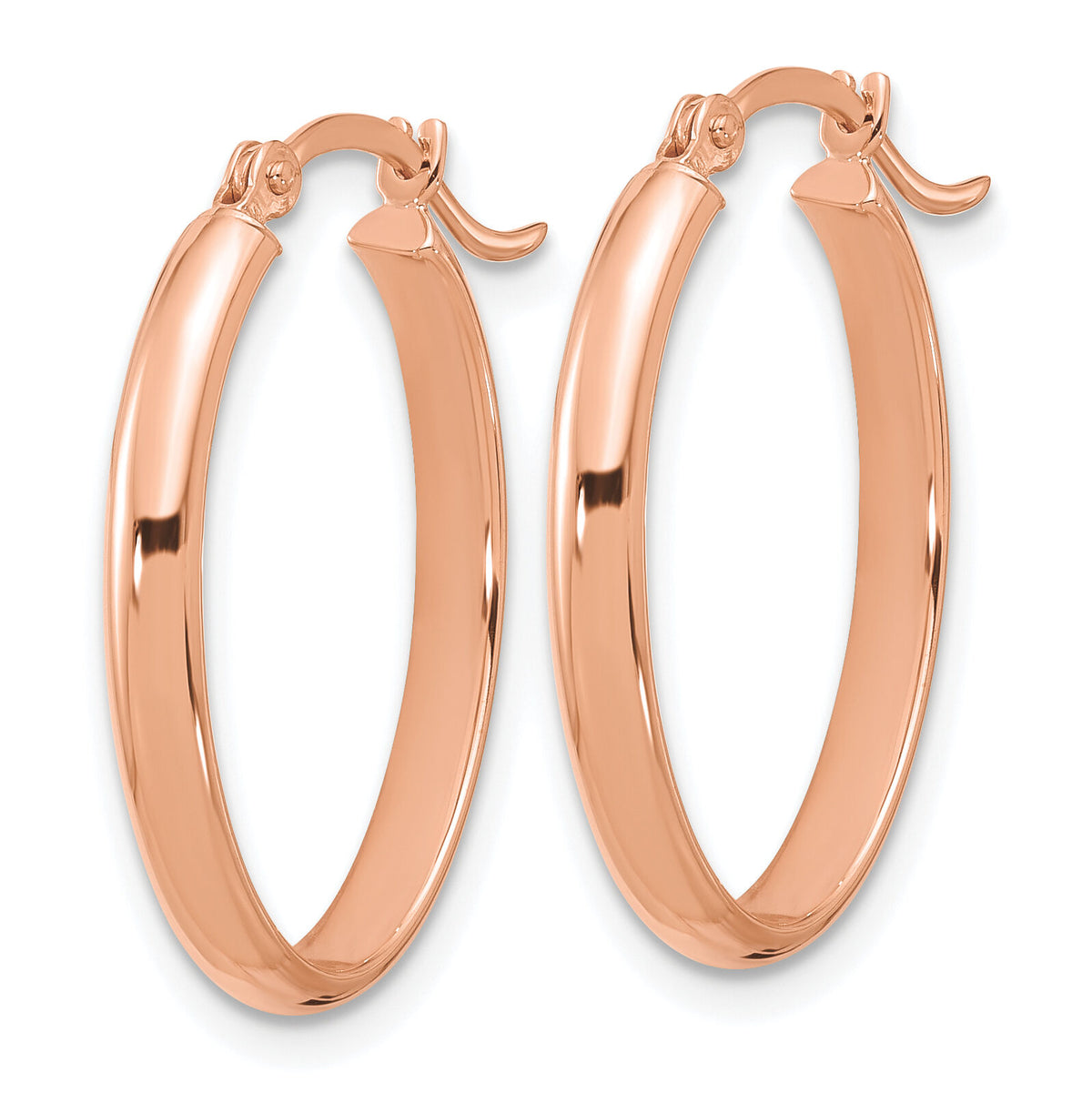 14K Rose Gold Oval Hoop Earrings-TF1456