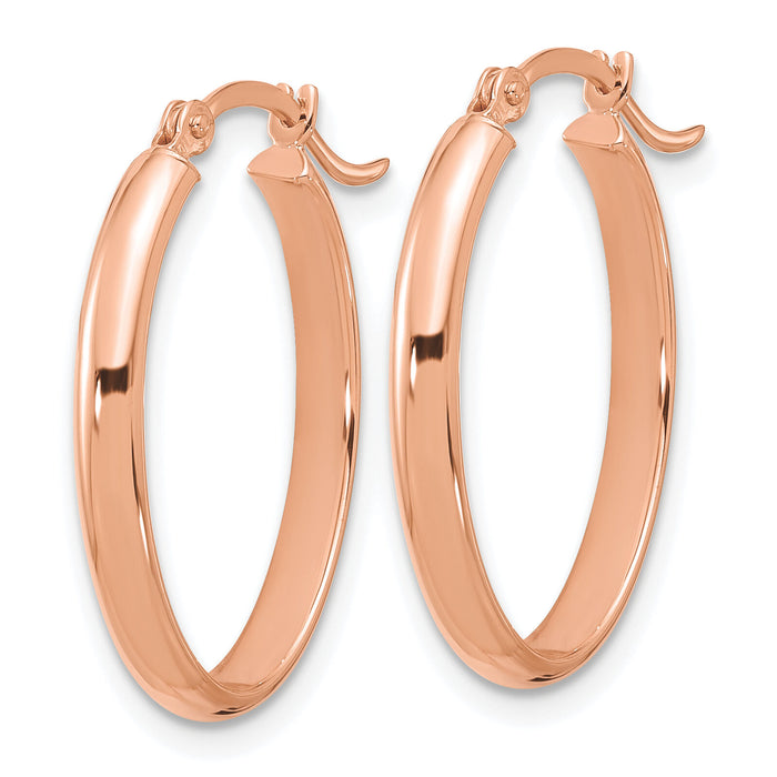 14K Rose Gold Oval Hoop Earrings-TF1456