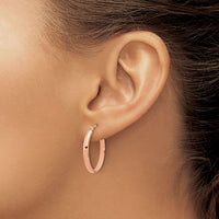14K Rose Gold Oval Hoop Earrings-TF1456