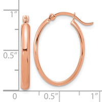 14K Rose Gold Oval Hoop Earrings-TF1456