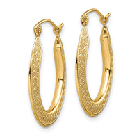 14k Textured Stamped Hoop Earrings-TF1459