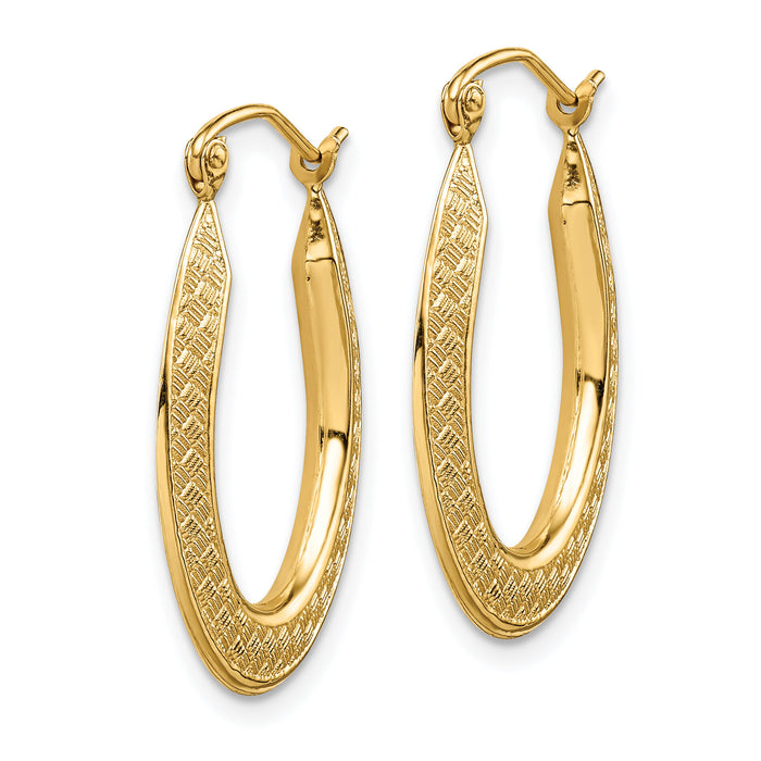 14k Textured Stamped Hoop Earrings-TF1459