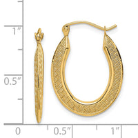 14k Textured Stamped Hoop Earrings-TF1459