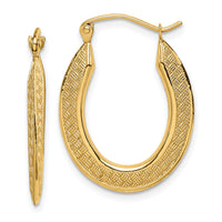 14k Textured Stamped Hoop Earrings-TF1459
