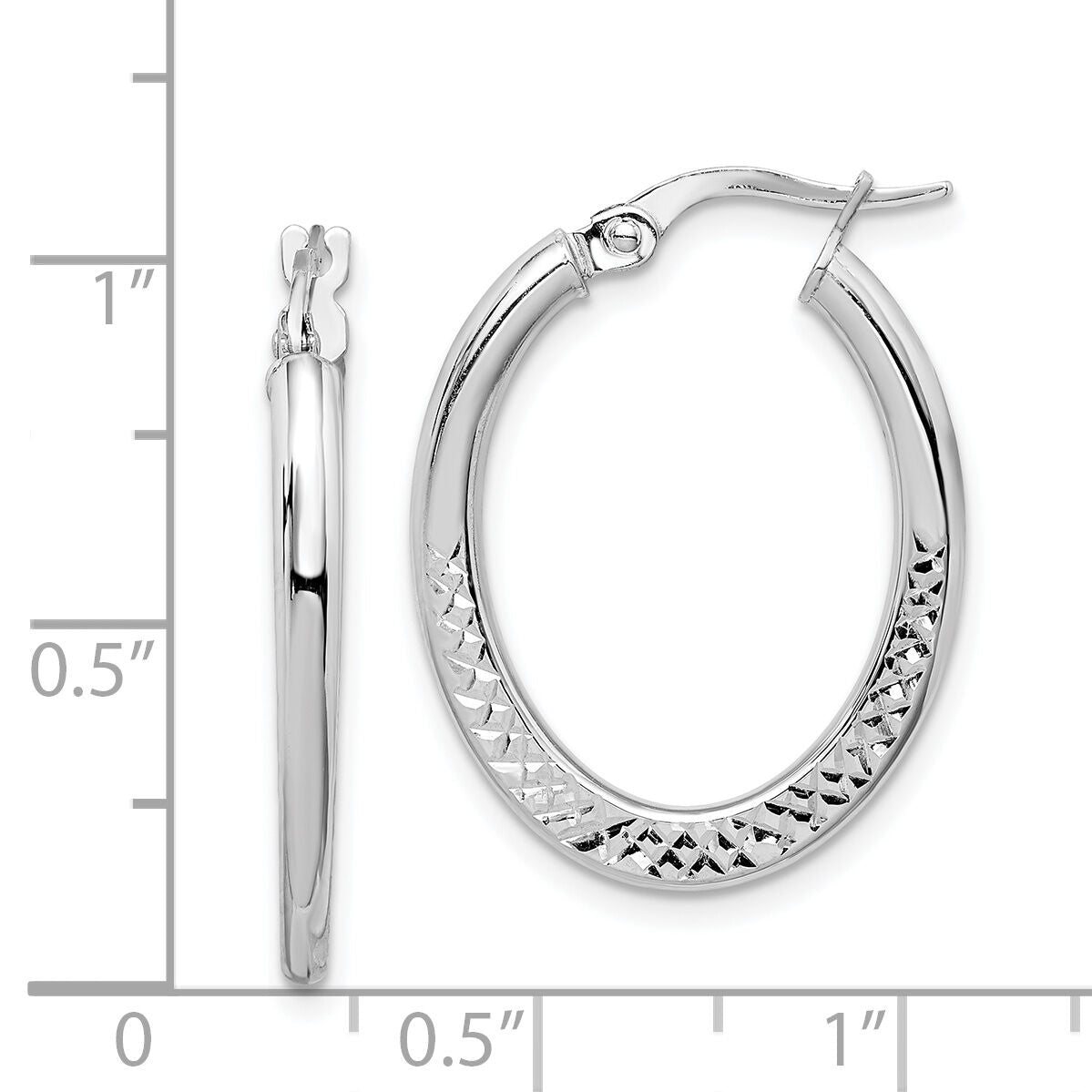 14K White Gold Hoop Earrings-TF1463