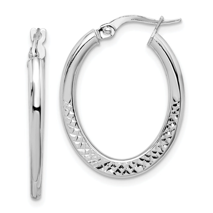 14K White Gold Hoop Earrings-TF1463
