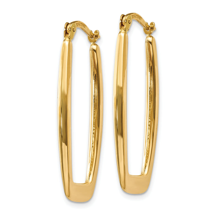 14k Polished 2.25mm Rectangle Hoop Earrings-TF148