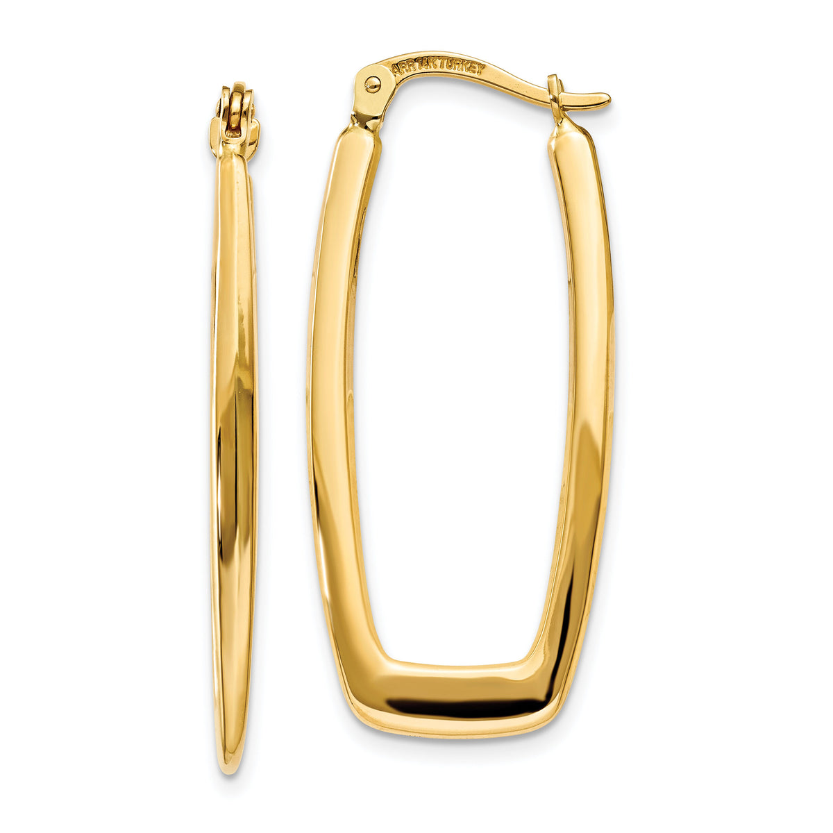 14k Polished 2.25mm Rectangle Hoop Earrings-TF148