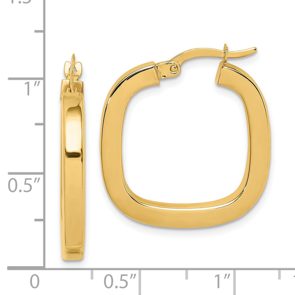 14K Square Tube Hollow Hoop Earrings-TF1481