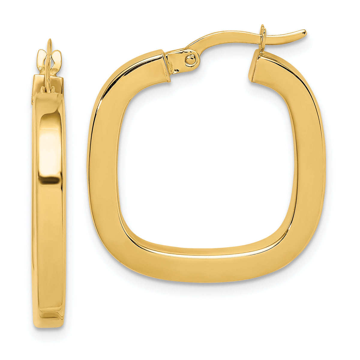 14K Square Tube Hollow Hoop Earrings-TF1481