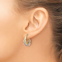 14k Tri-color Textured Triple Hoop Earrings-TF1485