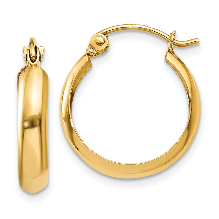 14k Polished 3.5mm Hoop Earrings-TF150