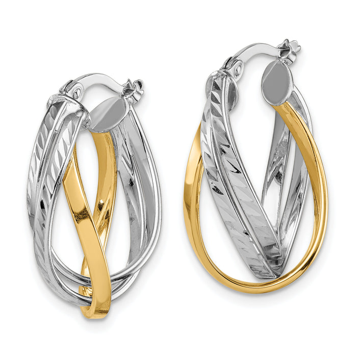 14K Two Tone Hoop Earrings-TF1500
