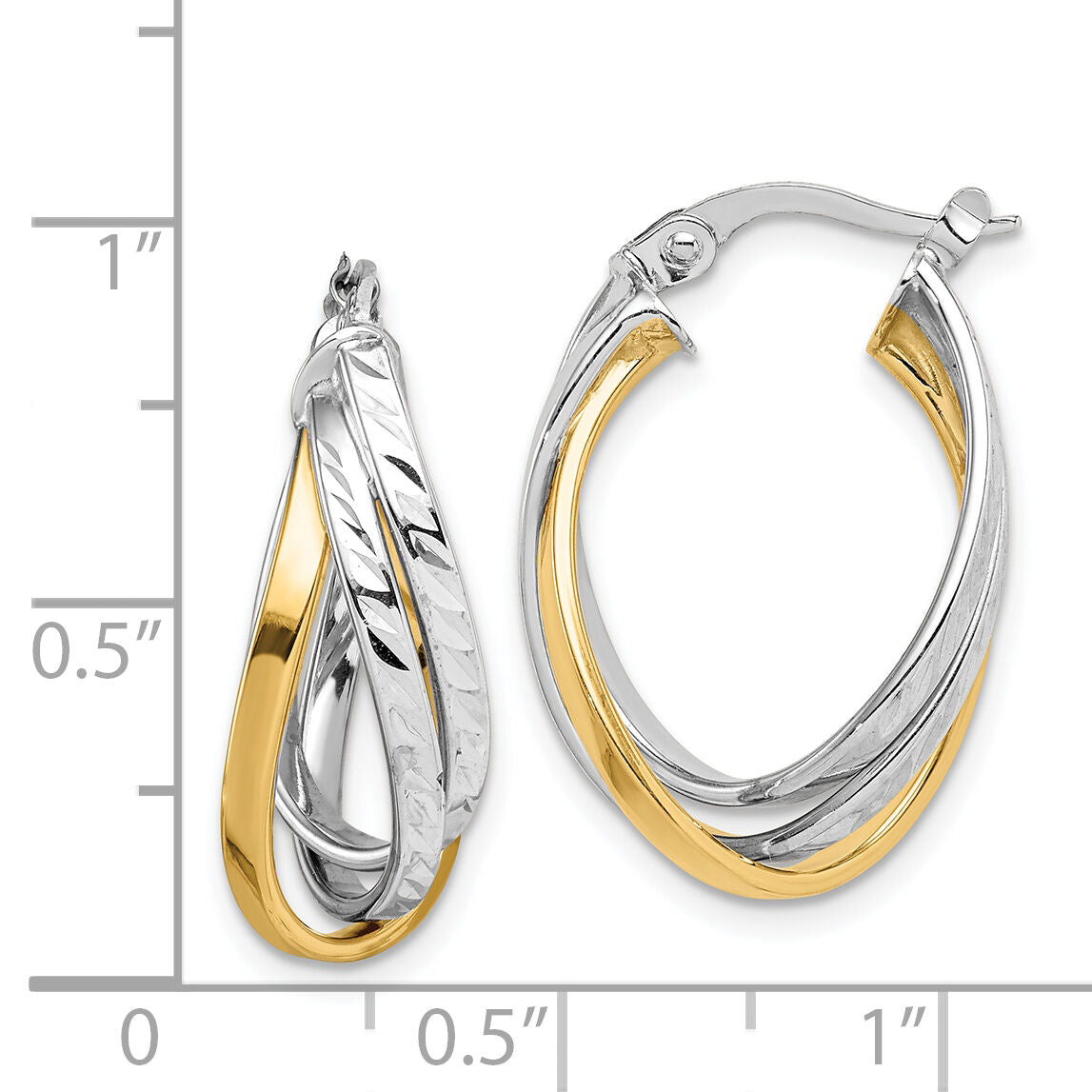 14K Two Tone Hoop Earrings-TF1500