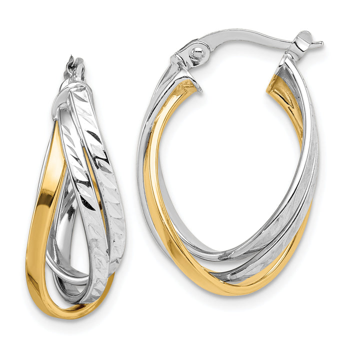 14K Two Tone Hoop Earrings-TF1500