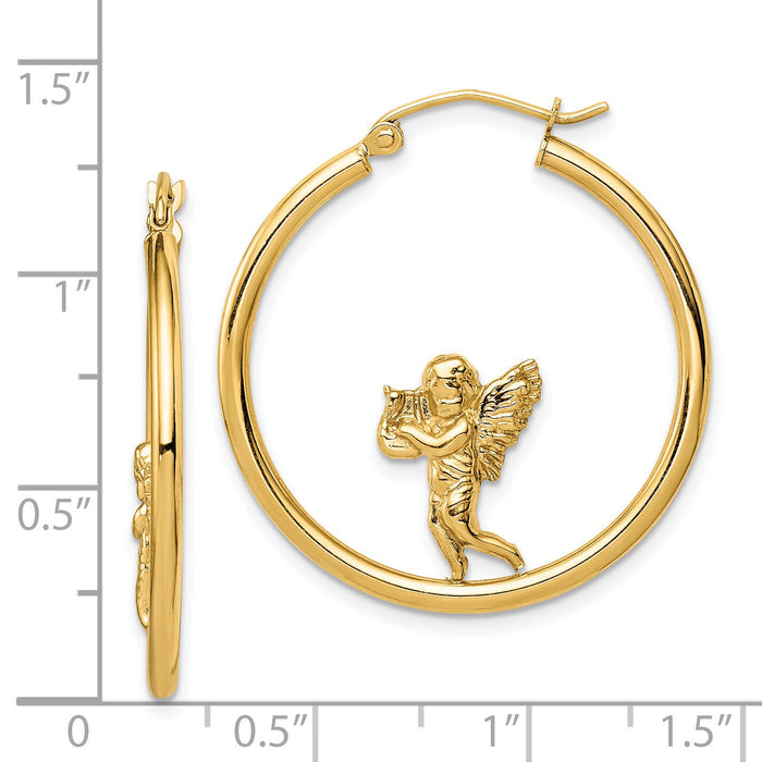 14k with Angel Hoop Earrings-TF1513