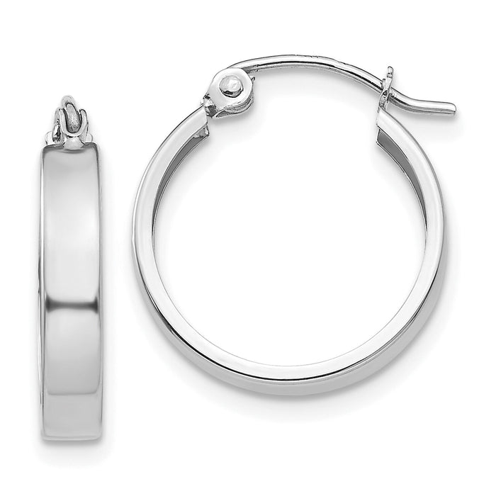 14k White Gold Polished 3mm Hoop Earrings-TF151W
