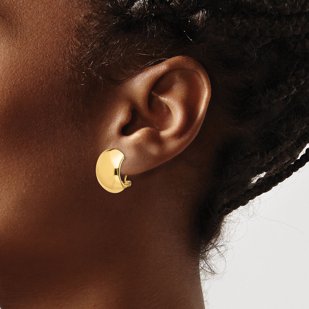 14K Polished Omega Back Earrings-TF1523