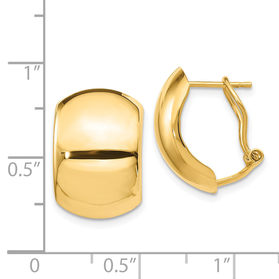 14K Polished Omega Back Earrings-TF1523