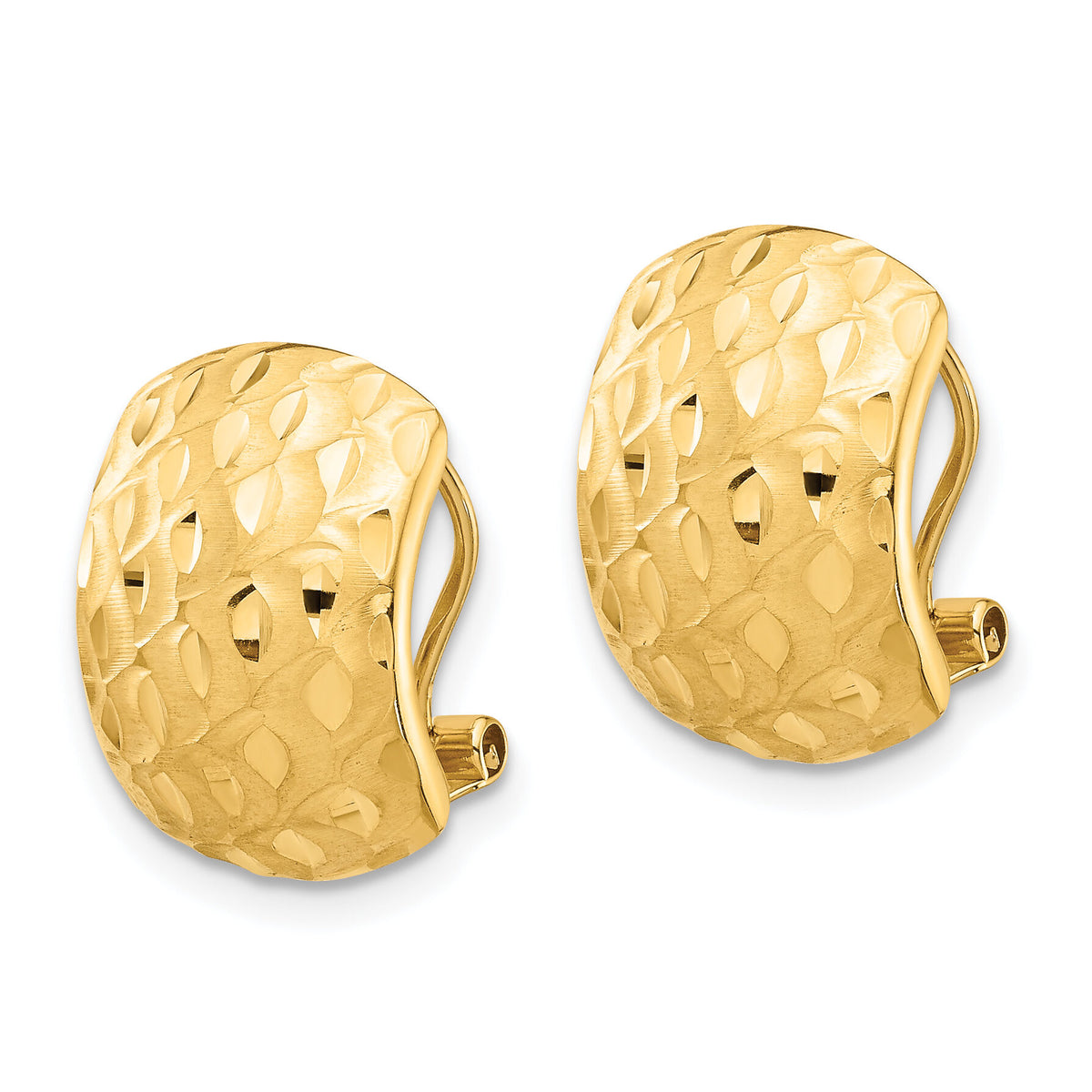 14K Textured Omega Back Earrings-TF1525