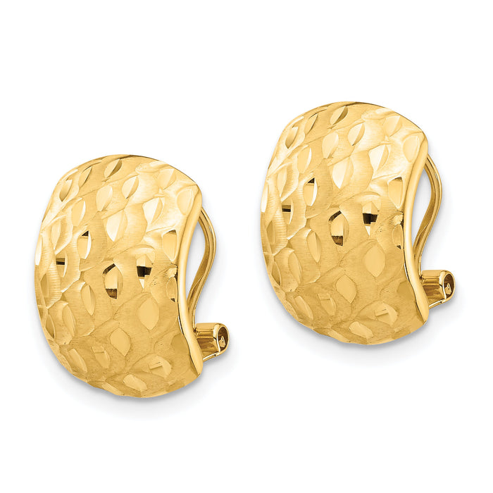 14K Textured Omega Back Earrings-TF1525