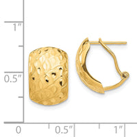 14K Textured Omega Back Earrings-TF1525