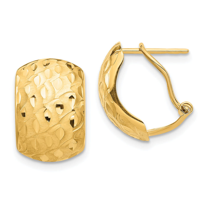 14K Textured Omega Back Earrings-TF1525