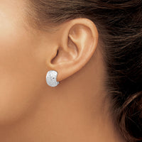14K White Gold Textured Omega Back Earrings-TF1526
