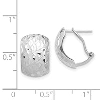 14K White Gold Textured Omega Back Earrings-TF1526