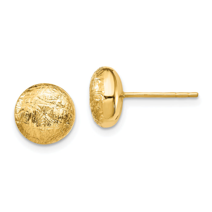 14K Scratch Finish Hollow Post Earrings-TF1529