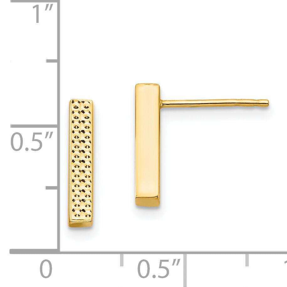 14K Textured Bar Post Earrings-TF1532