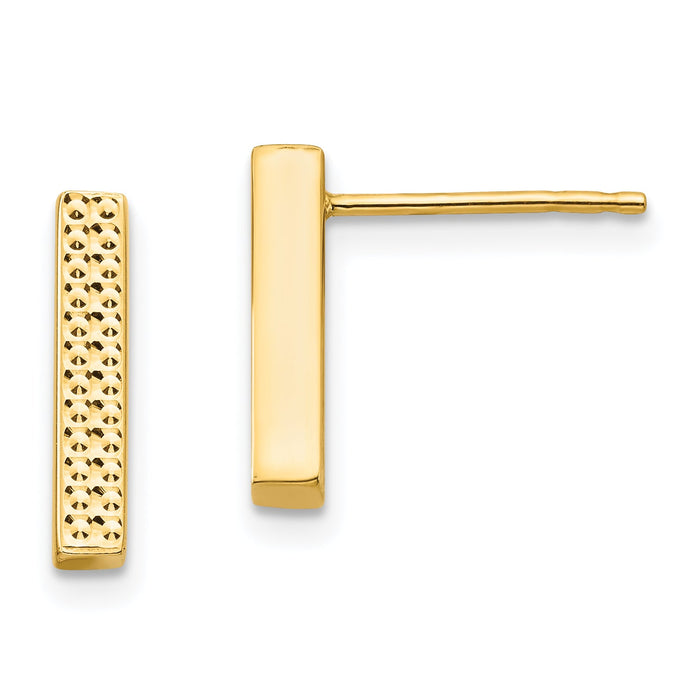 14K Textured Bar Post Earrings-TF1532