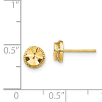 14K Diamond-Cut Round Post Earrings-TF1533