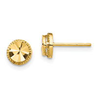 14K Diamond-Cut Round Post Earrings-TF1533