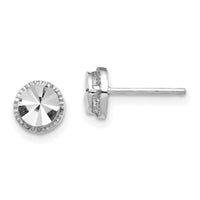 14K White Gold Diamond-Cut Round Post Earrings-TF1535