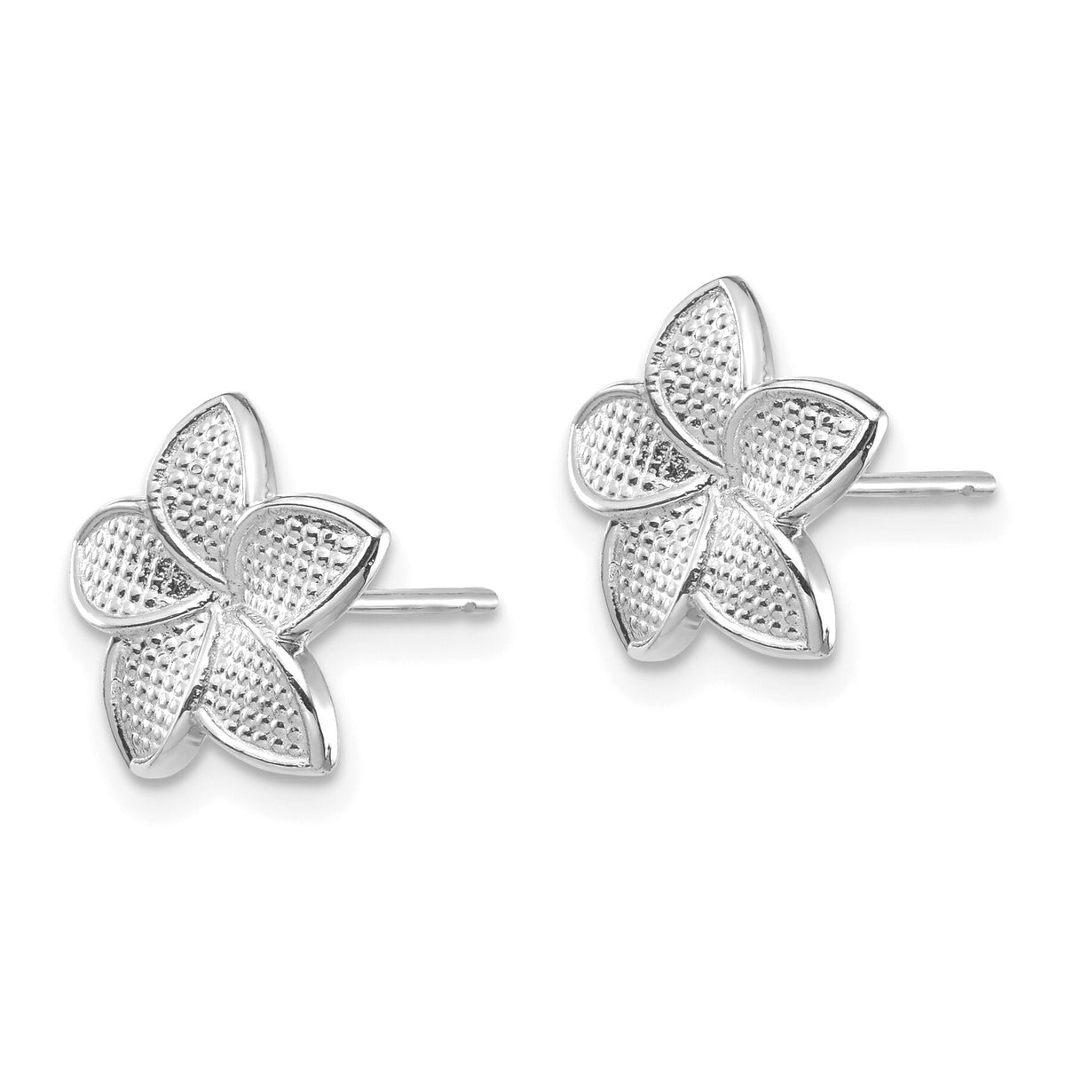 14K White Polished & Textured Plumeria Post Earrings-TF1564