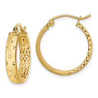 14k Polished Diamond-cut In/Out Hoop Earrings-TF1572