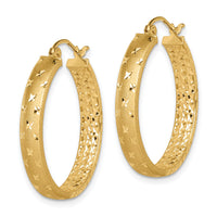 14k Satin and Polished Diamond-cut In/Out Hoop Earrings-TF1573
