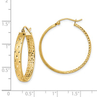 14k Polished Diamond-cut In/Out Hoop Earrings-TF1574