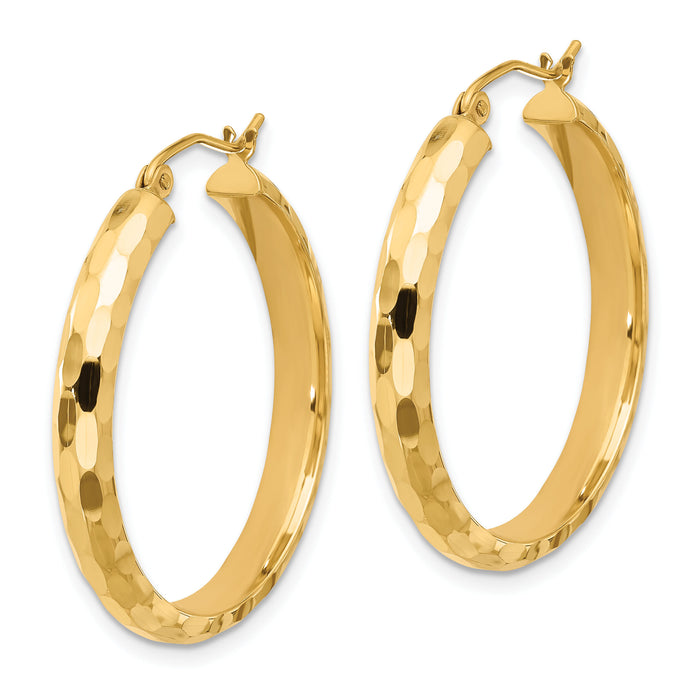 14k Diamond-cut Hoop Earrings-TF1578