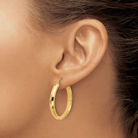 14k Diamond-cut Hoop Earrings-TF1578