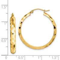 14k Diamond-cut Hoop Earrings-TF1578