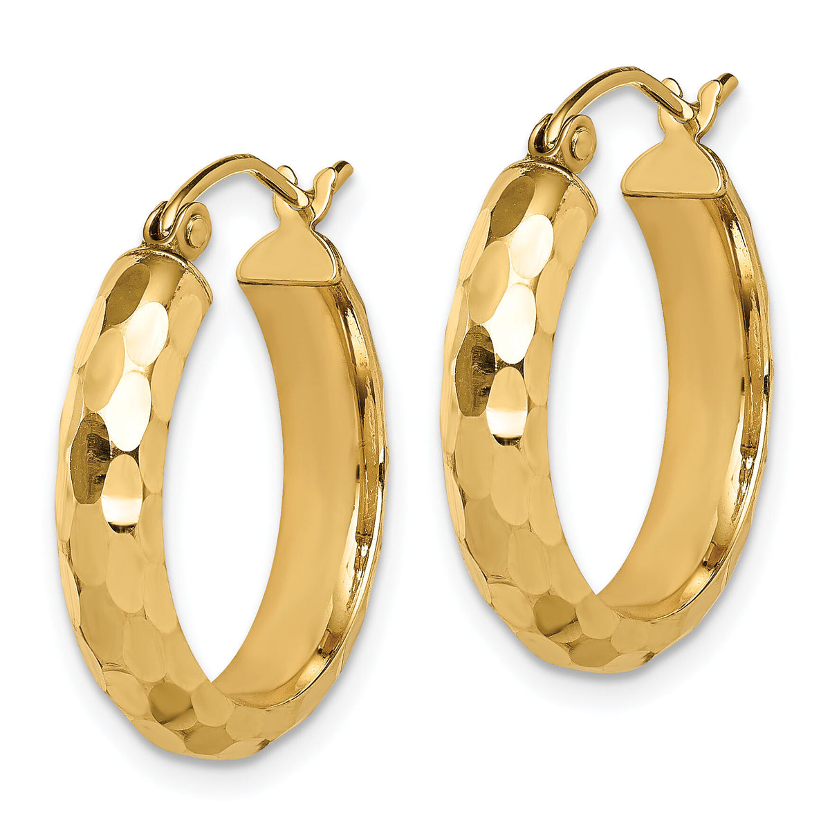 14k Diamond-cut Hoop Earrings-TF1579