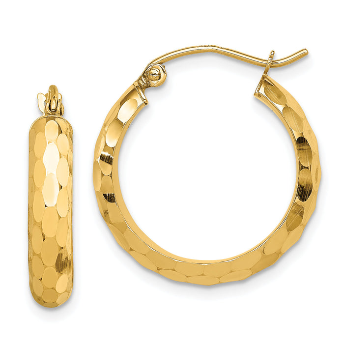 14k Diamond-cut Hoop Earrings-TF1579