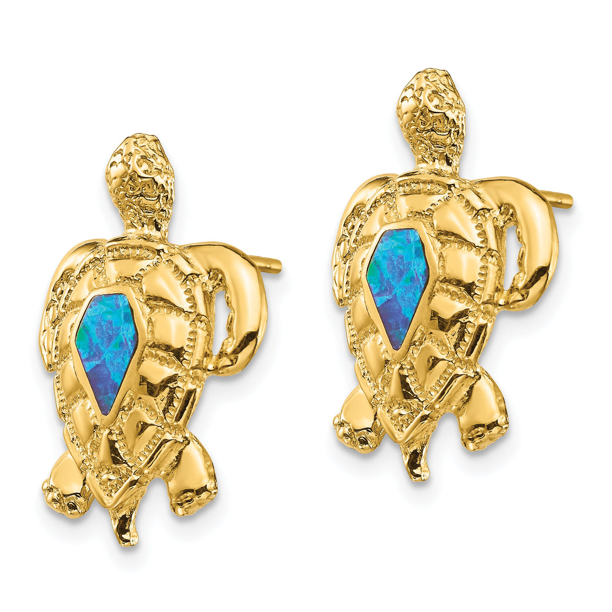 14K Created Opal Turtle Post Earrings-TF1595